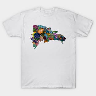 Spirograph Patterned Dominican Republic Provinces Map T-Shirt